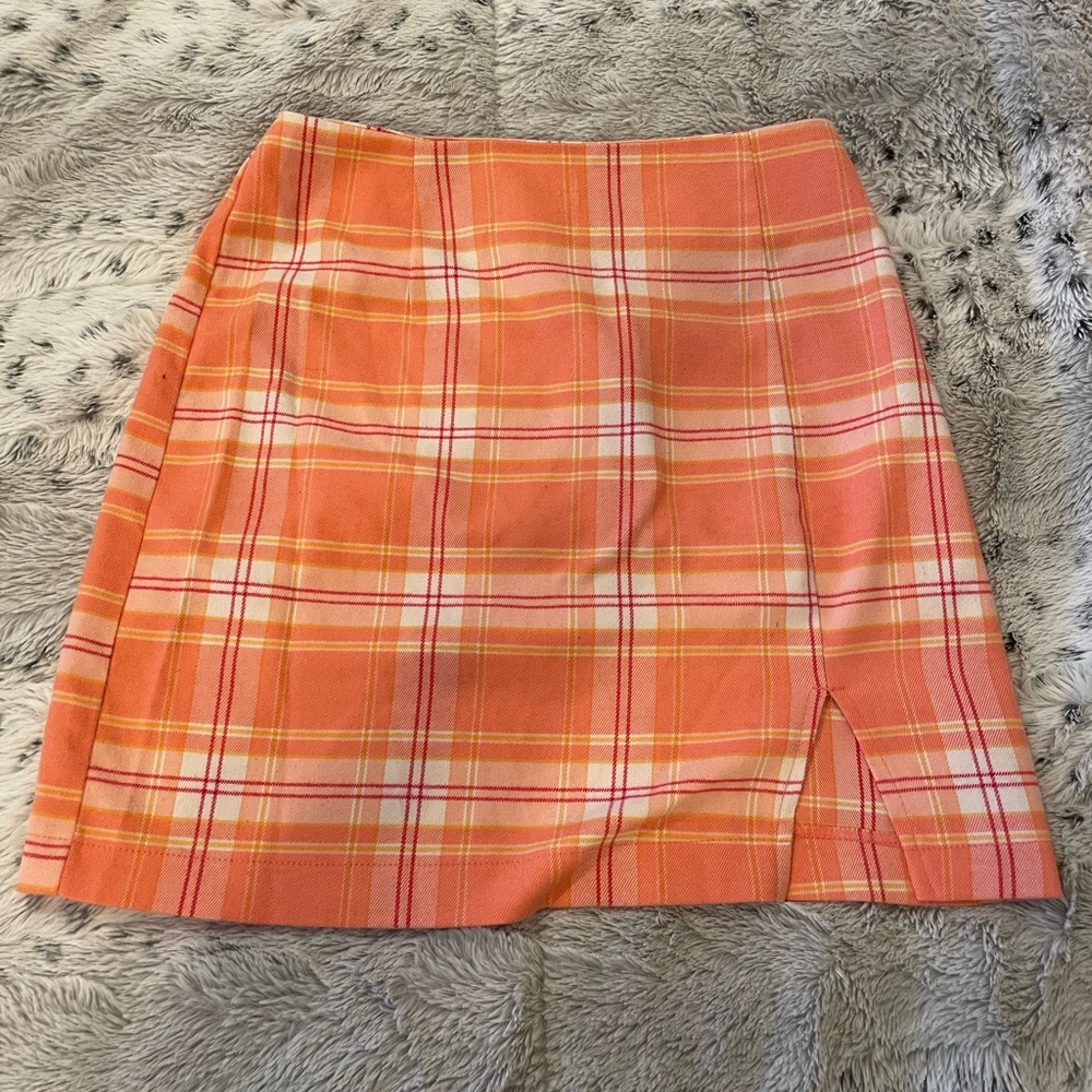 Orange/Pink Plaid Skirt